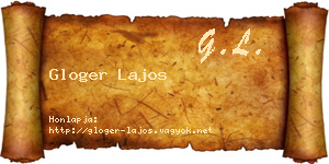 Gloger Lajos névjegykártya